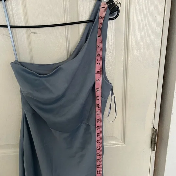 BHLDN Dylan one shoulder satin side slit gown NWT - Picture 14 of 16